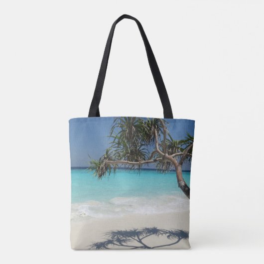 Tropische blauwe oceaan strand scène foto strand t tote bag (Achterkant)