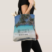 Tropische blauwe oceaan strand scène foto strand t tote bag (Dichtbij)
