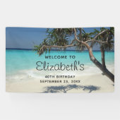 Tropische blauwe oceaanstrand foto Birthday Spandoek (Horizontaal)