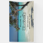 Tropische blauwe oceaanstrand foto Birthday Spandoek (Verticaal)