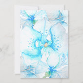 Tropische blauwe orchidee en Zee turtles Weddensch Kaart (Achterkant)