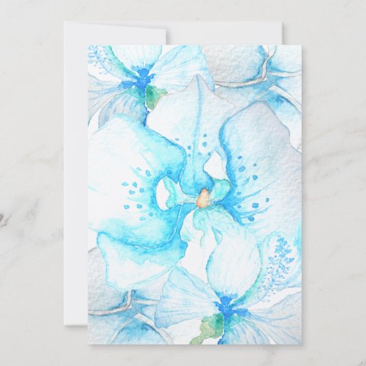 Tropische blauwe orchidee en Zee turtles Weddensch Kaart (Achterkant)