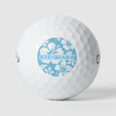 Tropische blauwe strandbloemen golfballen (Voorkant)