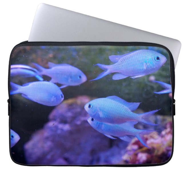 Tropische blauwe vis laptop sleeve (Voorkant)