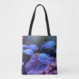 Tropische blauwe vis tote bag