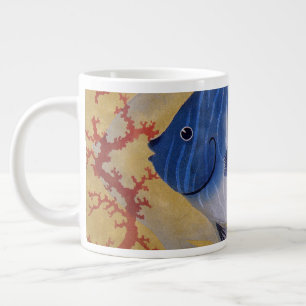 Tropische Blauwe Vis Vintage Koraal Marien Oceaanl Grote Koffiekop