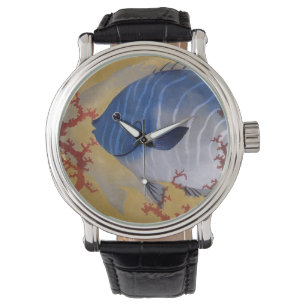 Tropische Blauwe Vis Vintage Koraal Marien Oceaanl Horloge