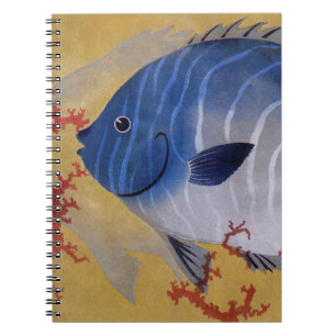 Tropische Blauwe Vis Vintage Koraal Marien Oceaanl Notitieboek