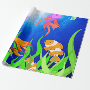 Tropische blauwe vishaven onderwater wonder cadeaupapier