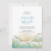 Tropische blauwe Waterverf Shoreline Wedding Invit Kaart (Voorkant)