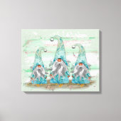 Tropische blauwe Waterverf-strand-knomes Canvas Afdruk (Voorkant)