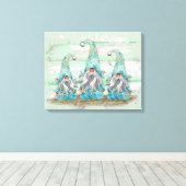 Tropische blauwe Waterverf-strand-knomes Canvas Afdruk (Insitu (Houten vloer))