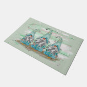 Tropische blauwe Waterverf-strand-knomes Deurmat (Schuin)