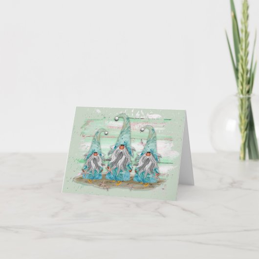 Tropische blauwe Waterverf-strand-knomes Kaart (Voorkant)