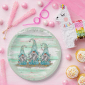 Tropische blauwe Waterverf-strand-knomes Papieren Bordje (Feest)