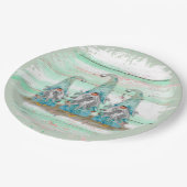 Tropische blauwe Waterverf-strand-knomes Papieren Bordje (Gekanteld)