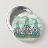 Tropische blauwe Waterverf-strand-knomes Ronde Button 7,6 Cm (Voorkant /achterkant)