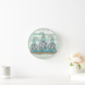 Tropische blauwe Waterverf-strand-knomes Ronde Klok (Huis)