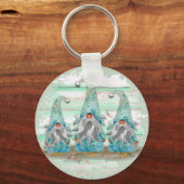 Tropische blauwe Waterverf-strand-knomes Sleutelhanger (Voorkant)