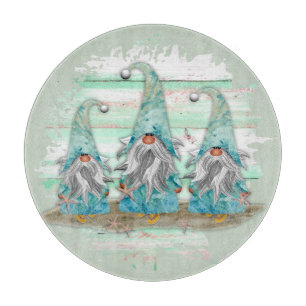 Tropische blauwe Waterverf-strand-knomes Snijplank