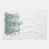 Tropische blauwe Waterverf-strand-knomes Theedoek (Horizontaal)