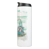 Tropische blauwe Waterverf-strand-knomes Thermosbeker (Geroteerd rechts)