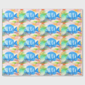 Tropische blauwe Waterverf Zee Oceaan Cadeaupapier (Vlak)