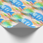 Tropische blauwe Waterverf Zee Oceaan Cadeaupapier (Hoek)