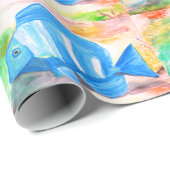 Tropische blauwe Waterverf Zee Oceaan Cadeaupapier (Rol Hoek)