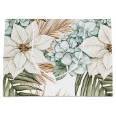 Tropische Blauwe Witte Bloemen Bruidsuitvaart Groot Cadeauzakje (Voorkant)