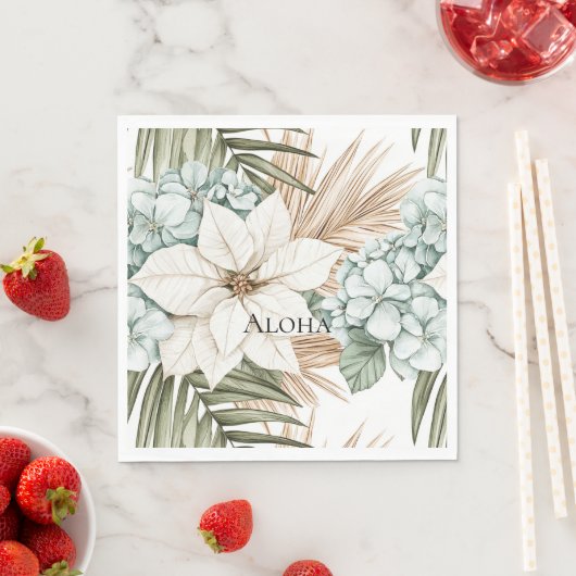 Tropische Blauwe Witte Bloemen Bruiloft Servet (Insitu)