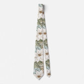 Tropische Blauwe Witte Bloemen Bruiloft Stropdas (Voorkant)