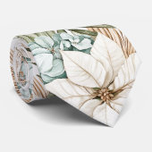 Tropische Blauwe Witte Bloemen Bruiloft Stropdas (Opgerold)