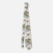 Tropische Blauwe Witte Bloemen Bruiloft Stropdas (Achterkant)