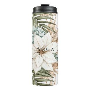 Tropische Blauwe Witte Bloemen Bruiloft Thermosbeker