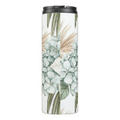 Tropische Blauwe Witte Bloemen Bruiloft Thermosbeker (Achterkant)