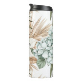 Tropische Blauwe Witte Bloemen Trouwdag Thermosbeker (Geroteerd rechts)