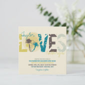 Tropische Blauwe Zonsondergang Palmbomen Strand Br Kaart (Staand voorkant)