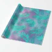 Tropische Blauwgroen bladzijden grafisch Cadeaupapier (Uitgerold)