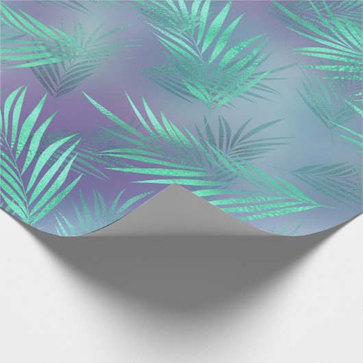 Tropische Blauwgroen bladzijden grafisch Cadeaupapier (Hoek)