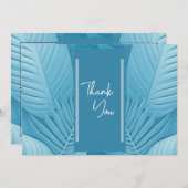 Tropische Blauwgroen bruiloft 4 foto's Flat Thank Bedankkaart (Voorkant / Achterkant)