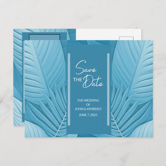 Tropische Blauwgroen bruiloft aankondiging Briefka (Voorkant / Achterkant)