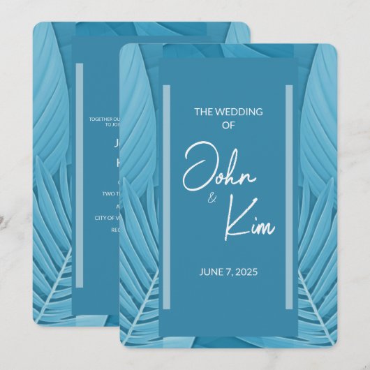 Tropische Blauwgroen bruiloft Kaart (Voorkant / Achterkant)