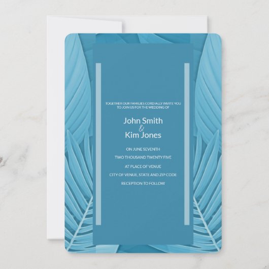 Tropische Blauwgroen bruiloft Kaart (Achterkant)