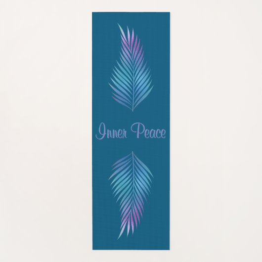 Tropische Blauwgroen iriserende palmschijfjes Yogamat (Voorkant)