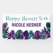 Tropische Blauwgroen pruim Paarse Hawaï 5-0 50e ge Spandoek (Horizontaal)