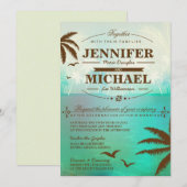 Tropische Blauwgroen Schilderachtig Beach Wedding  Kaart (Voorkant / Achterkant)