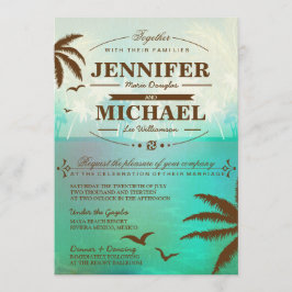 Tropische Blauwgroen Schilderachtig Beach Wedding  Kaart