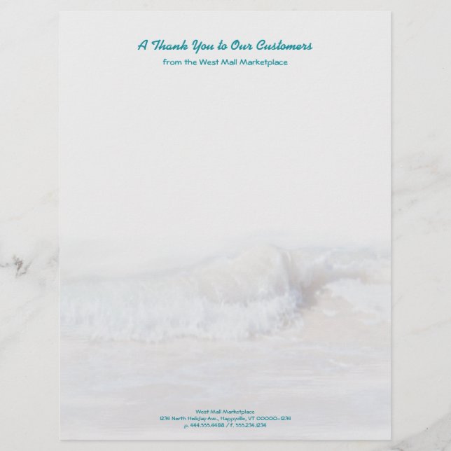 Tropische Blauwgroen tekst Ocean Waves Business St Gepersonaliseerd Briefhoofd (Voorkant)