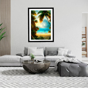 Tropische blauwgroen  waterpalmen mooi poster